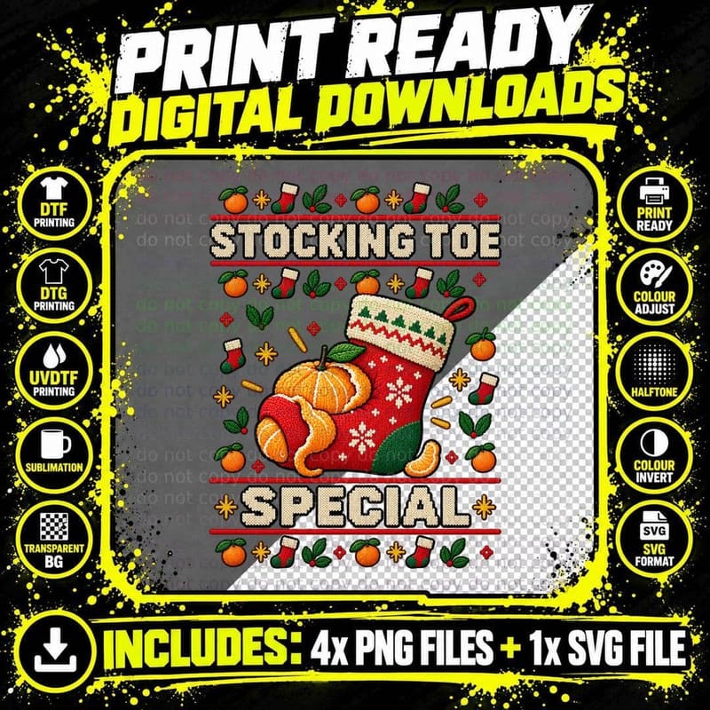 Stocking Toe Special Satsuma In Christmas Stocking Ugly Png SVG Digital Bundle