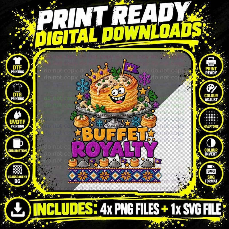 Vol Au Vent Ugly Sweater Christmas Retro Buffet Party Png SVG Digital Bundle