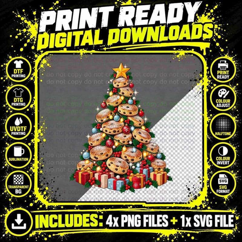Welsh Cakes Christmas Retro Welsh Food Bakery Festive Png SVG Digital Bundle