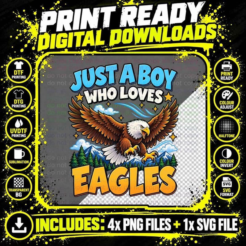 Eagle Lover Boys Bald Eagle Bird Watching Wildlife Png SVG Digital Bundle