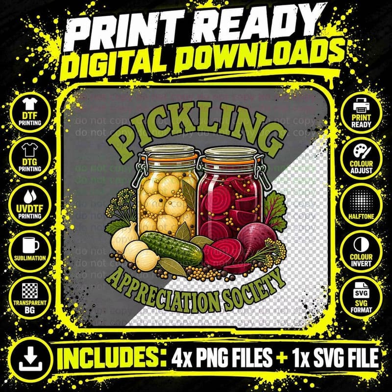 Pickling Appreciation Society Retro Pickled Onion Png SVG Digital Bundle