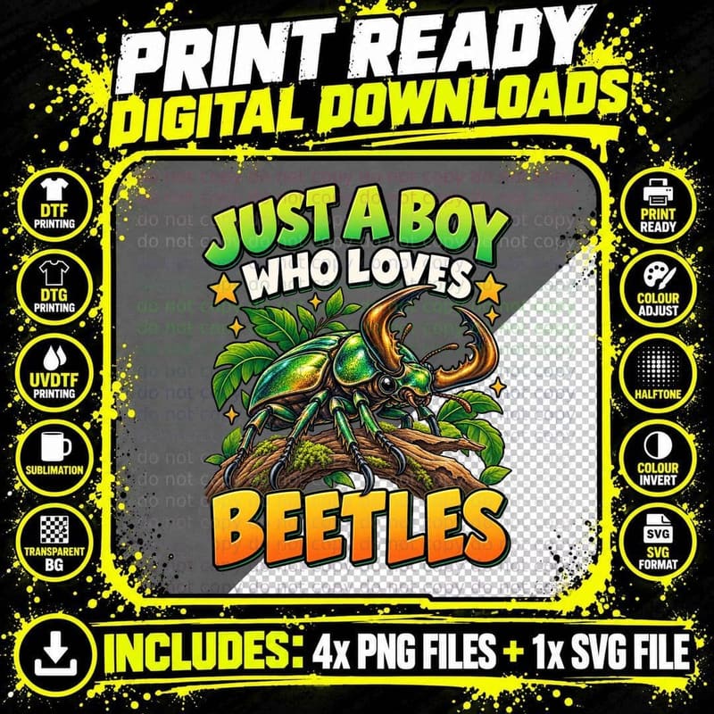 Stag Beetle Lover Boys Insect Bug Nature Bold Animal Png SVG Digital Bundle