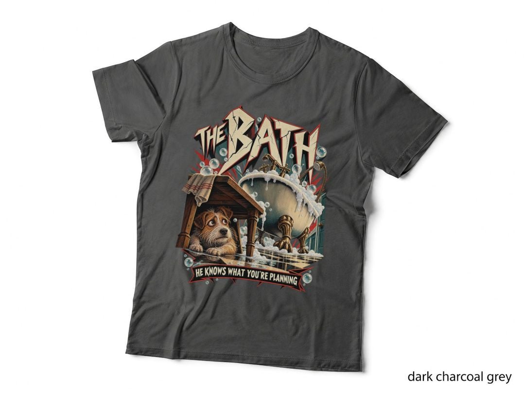 The Bath Scruffy Terrier Vintage Retro Horror Dog Bath Time Funny Pet T-Shirt