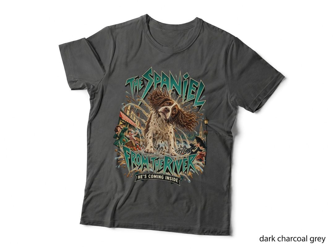 The Spaniel From The River Springer Spaniel Vintage Retro Horror Dog T-Shirt