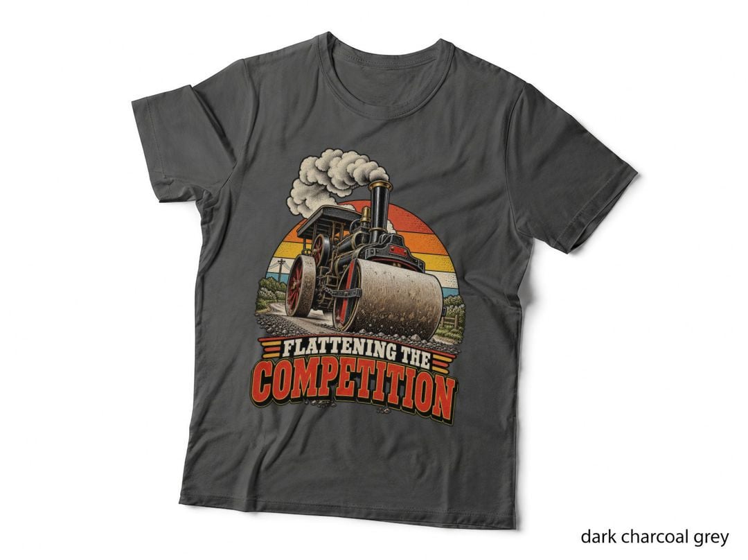 Vintage Steam Roller Retro UK Roadworks Humour Steam Engine Gift T-Shirt