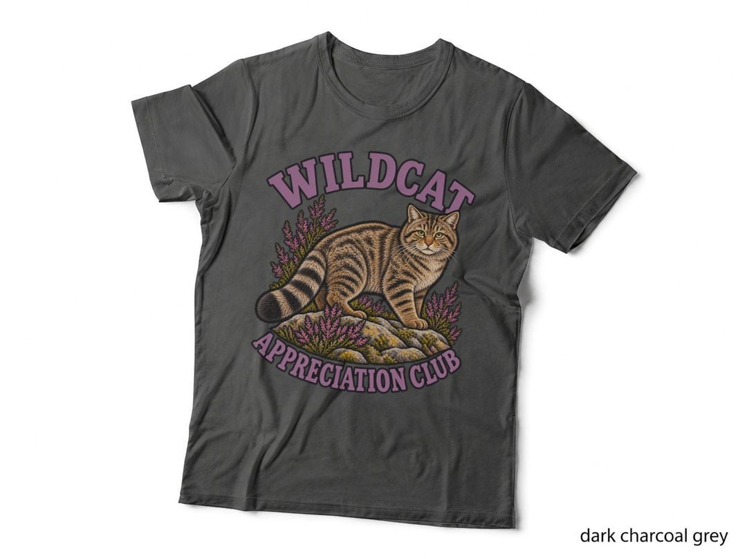 Wildcat Appreciation Club Retro Scottish Highland Heather Wild Cat T-Shirt