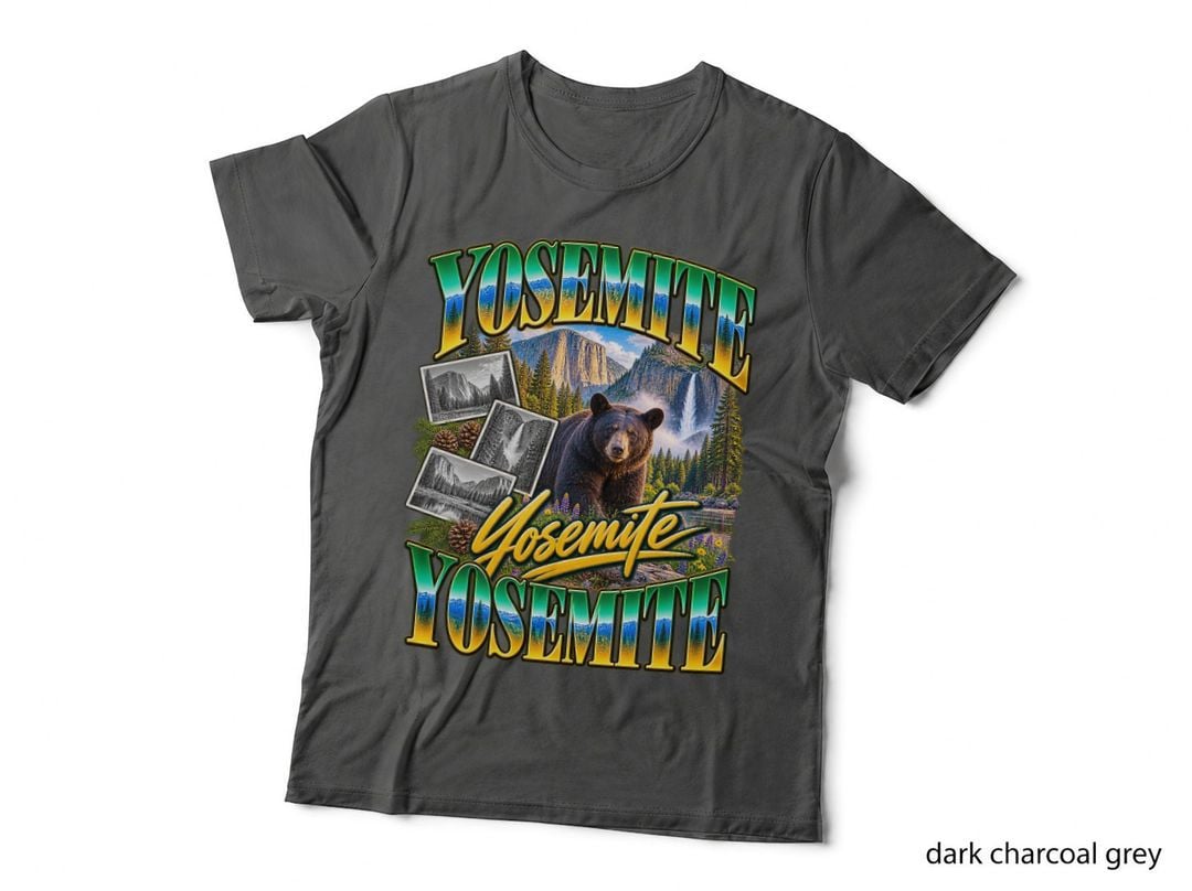 Yosemite California Vintage Travel Black Bear Waterfall National Park T-Shirt